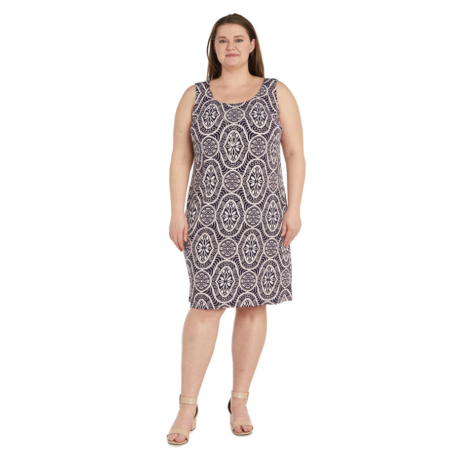 Plus Size Dresses Printed Jacket Plus Size Short Dress Eggplant