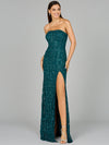 Prom Dresses Long Beaded Formal Slit Prom DressTeal