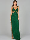 Prom Dresses Beaded Fringe Formal Long Prom Dress Emerald