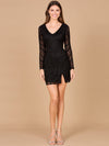Cocktail Dresses Long Sleeve Beaded Cocktail Short Dress Black