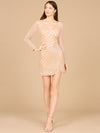 Cocktail Dresses Long Sleeve Beaded Cocktail Short Dress Champagne