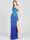 Prom Dresses Long Prom Beaded Sequin Slit Formal Evening Dress Sapphire