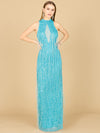 Prom Dresses Beaded Long Evening Fringe Formal Dress Aqua