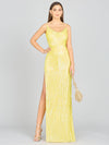 Prom Dresses Long Formal Fitted Sequin Prom Dress Yellow