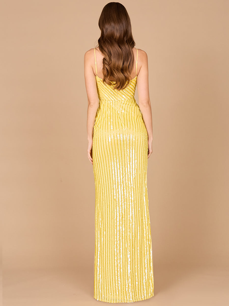 Prom Dresses Long Formal Fitted Sequin Prom Dress Yellow
