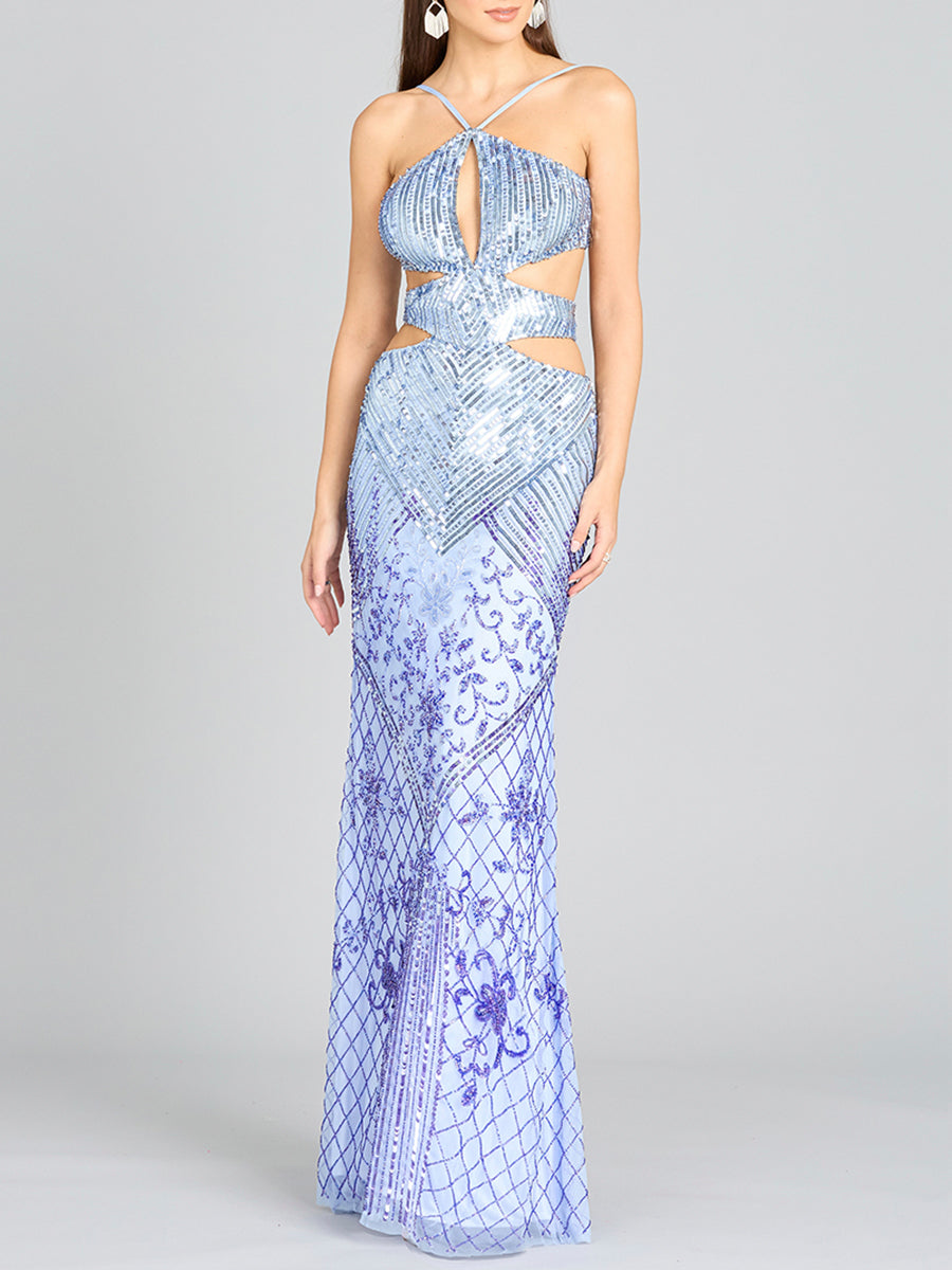 Prom Dresses Long Formal Beaded Sequin Prom Dress Periwinkle