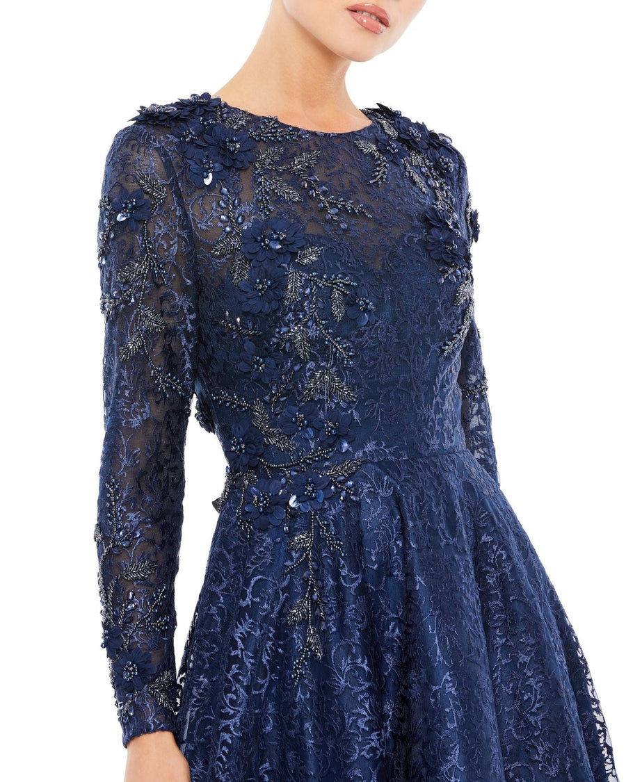 Formal Dresses Long Sleeve A Line Formal Prom Dress Navy
