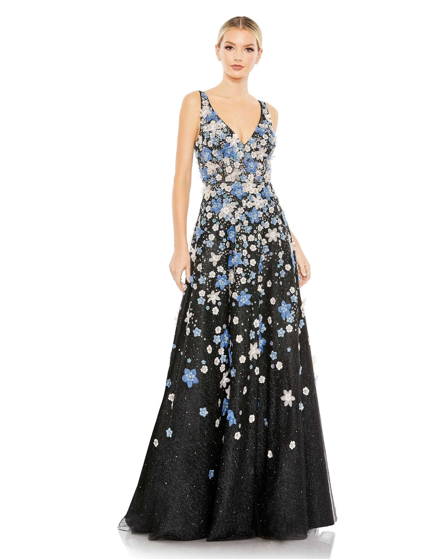 Formal Dresses Long Floral A Line Formal Prom Dress Black Multi