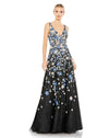 Formal Dresses Long Floral A Line Formal Prom Dress Black Multi
