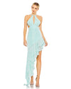 Prom Dresses Long Halter Cut Out High Low Formal Prom Dress Aqua