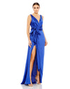 Prom Dresses Self Tie Draped Long Formal Prom Train Gown Royal
