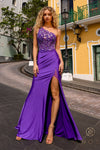 Prom Dress Long Prom High Slit Dress Purple