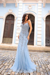 Prom Dresses Beaded Long Prom Mermaid Gown Blue