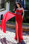 Prom Dresses Long Fitted Overlay Prom Dress Red