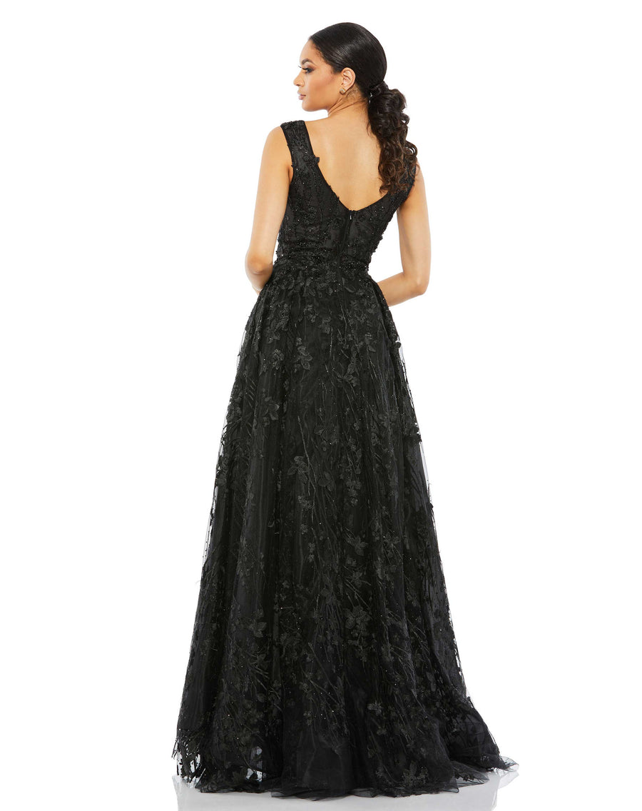 Prom Dresses Beaded A Line Long Formal Prom Gown Black
