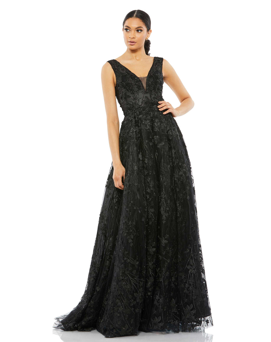 Prom Dresses Beaded A Line Long Formal Prom Gown Black