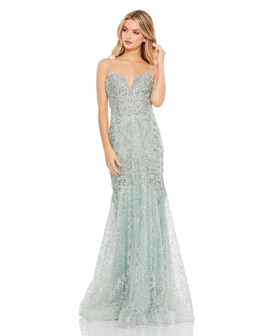Prom Dresses Formal Prom Long Beaded Trumpet Gown Mint