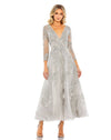 Cocktail Dresses Beaded Wrap Midi Dress Platinum