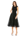 Cocktail Dresses Sequins Fit and Flare Midi Dress Black