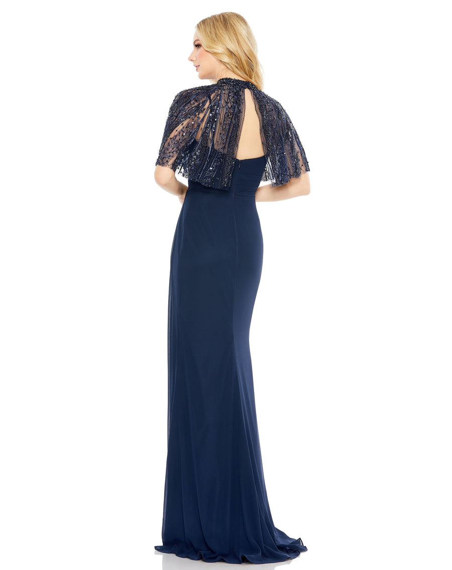 Formal Dresses Long Formal Cape Dress Navy