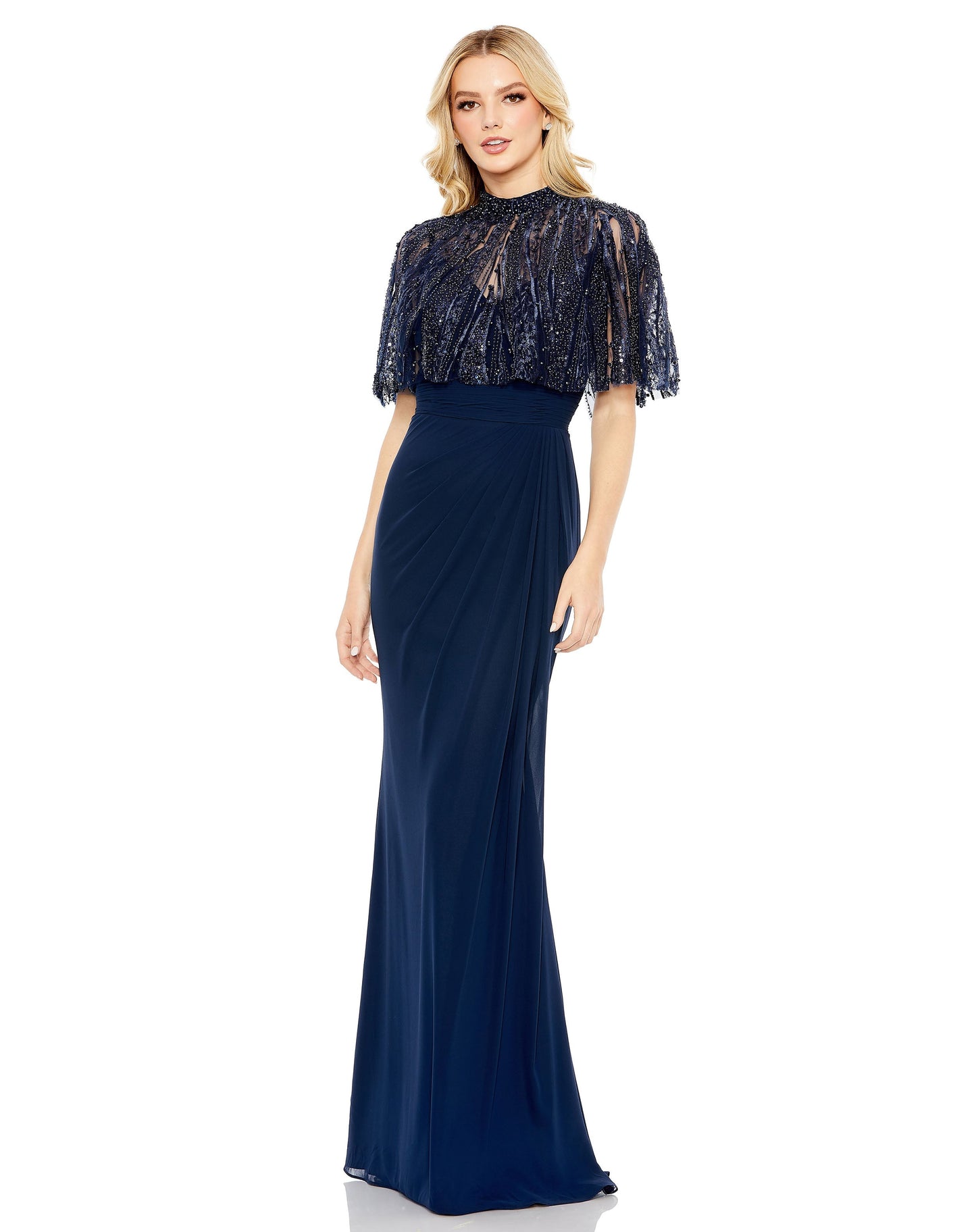 Formal Dresses Long Formal Cape Dress Navy