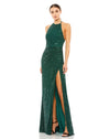 Prom Dresses Sequins Long Formal Slit Prom Gown Bottle Green