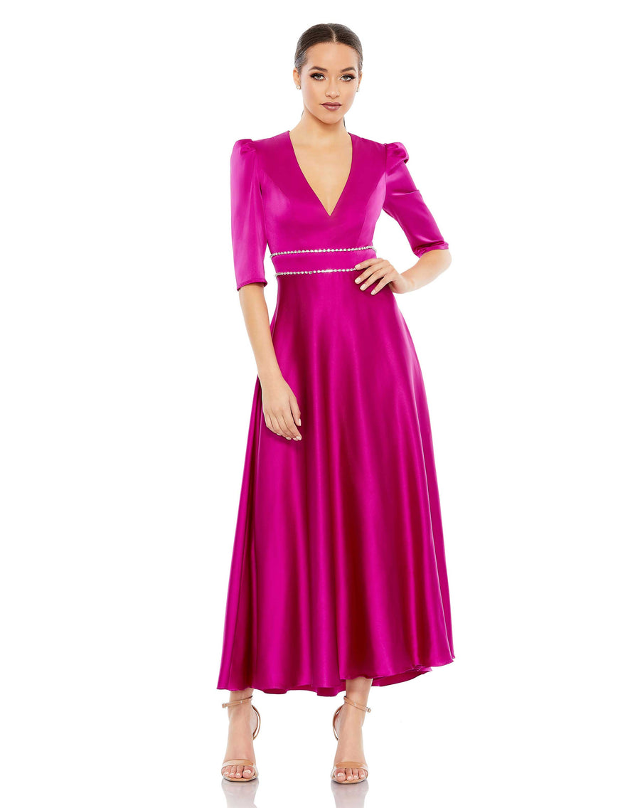 Cocktail Dresses Flowy A Line Cocktail Midi Dress Fuchsia