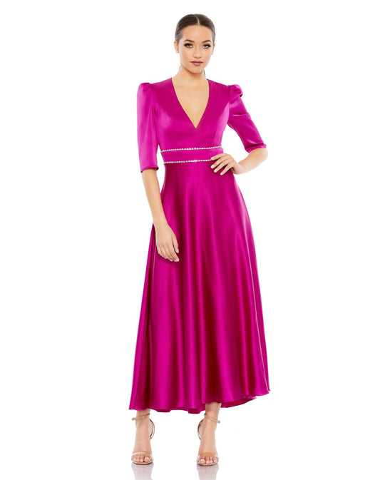 Cocktail Dresses Flowy A Line Cocktail Midi Dress Fuchsia