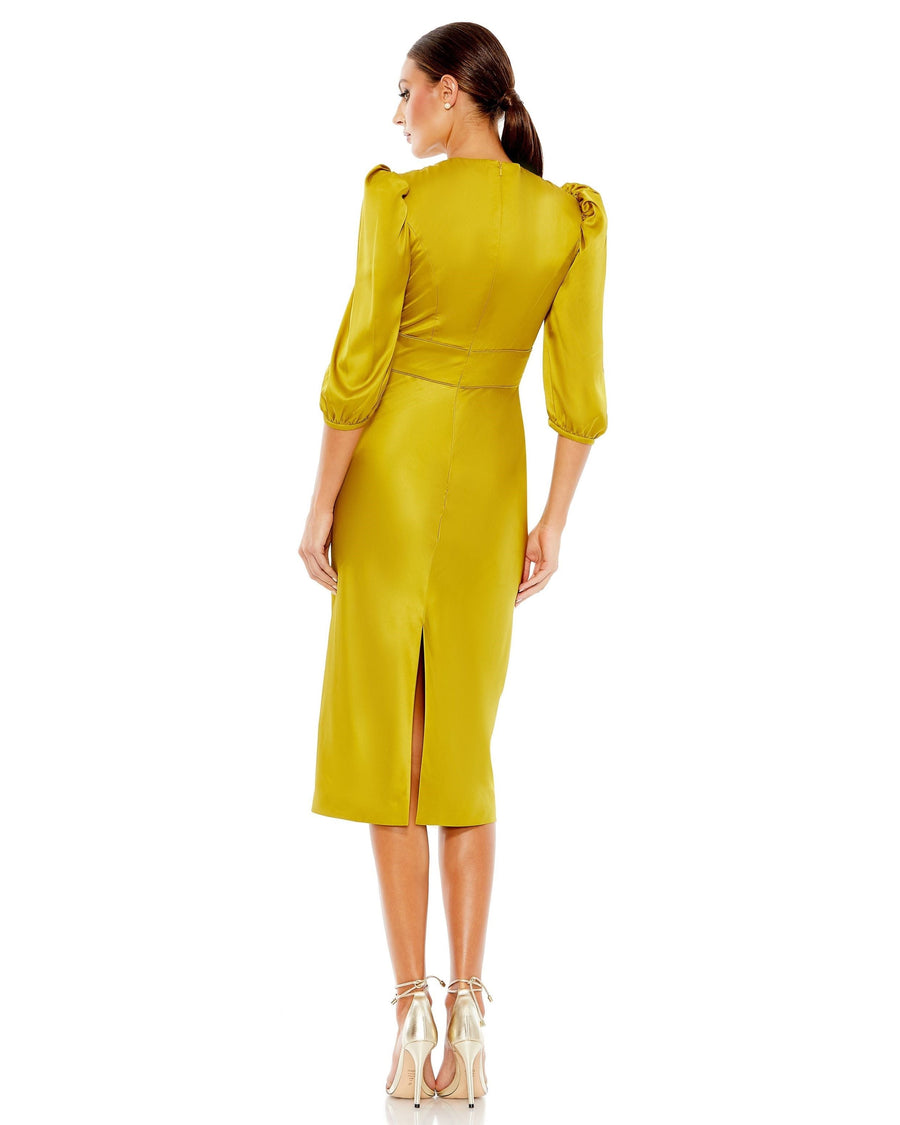 Cocktail Dresses Cocktail Metallic Midi Dress Chartreuse