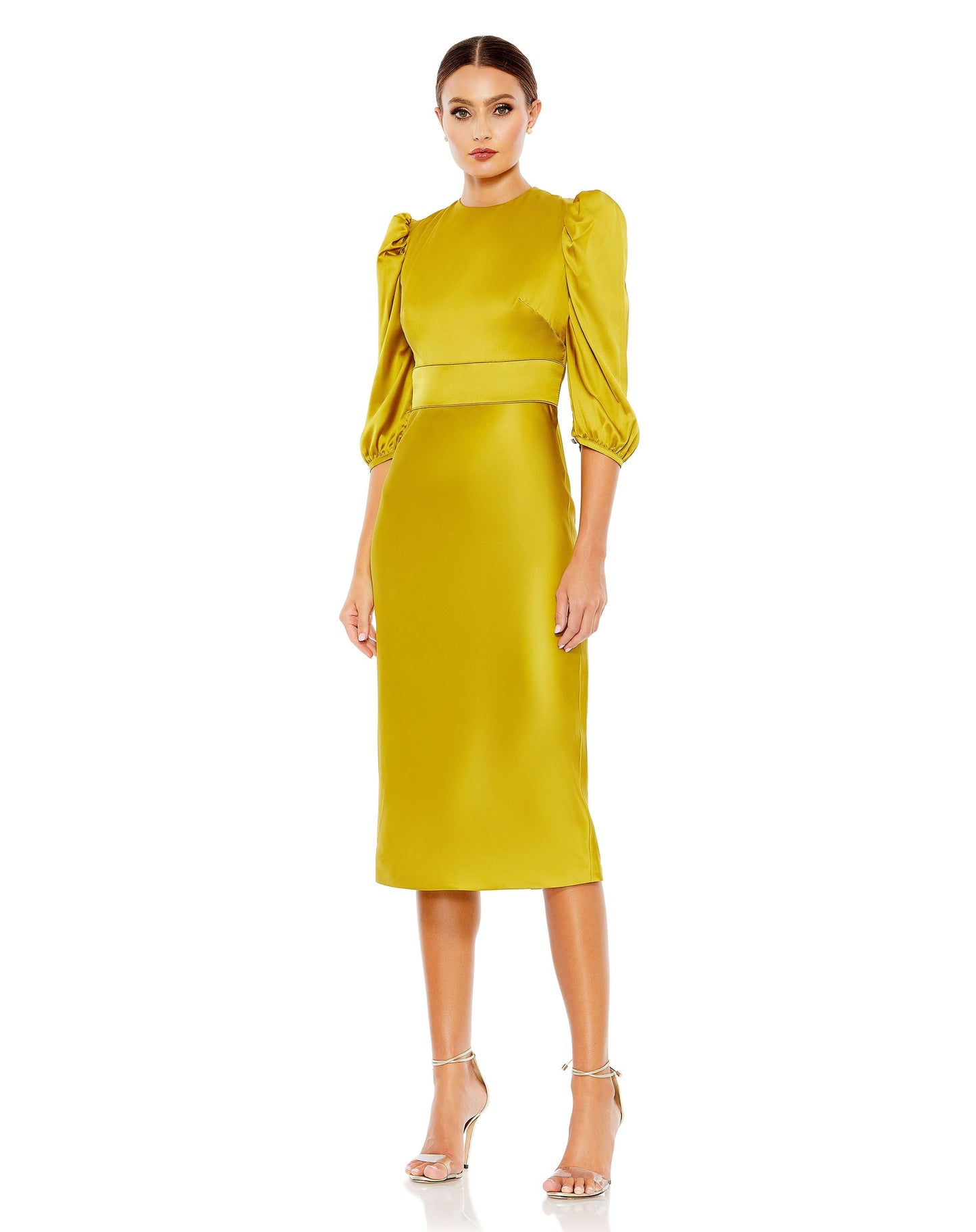 Cocktail Dresses Cocktail Metallic Midi Dress Chartreuse