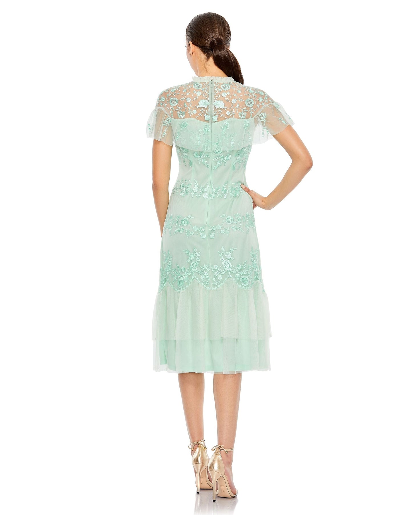 Cocktail Dresses Ruffled Cocktail Midi Dress Mint