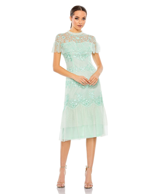 Cocktail Dresses Ruffled Cocktail Midi Dress Mint