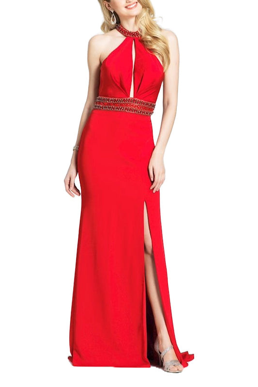 Prom Dresses Fitted Long Formal Beaded Prom Dress Red