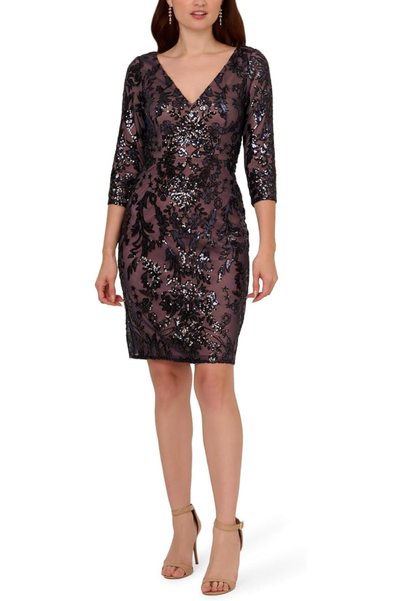 Cocktail Dresses Fitted Short Cocktail Dress Navy Rose Gold