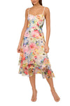 Cocktail Dresses Printed Floral Midi Cocktail Dress Ivory Multi