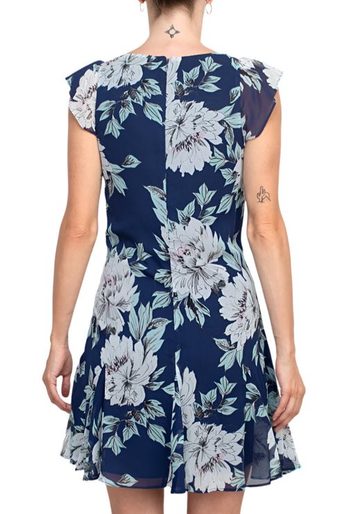 Cocktail Dresses Floral Print Short Cocktail Dress Navy Multi
