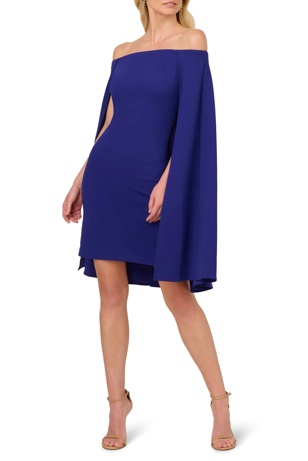 Cocktail Dresses Short Fitted Cape Cocktail Dress Dark Blue Violet