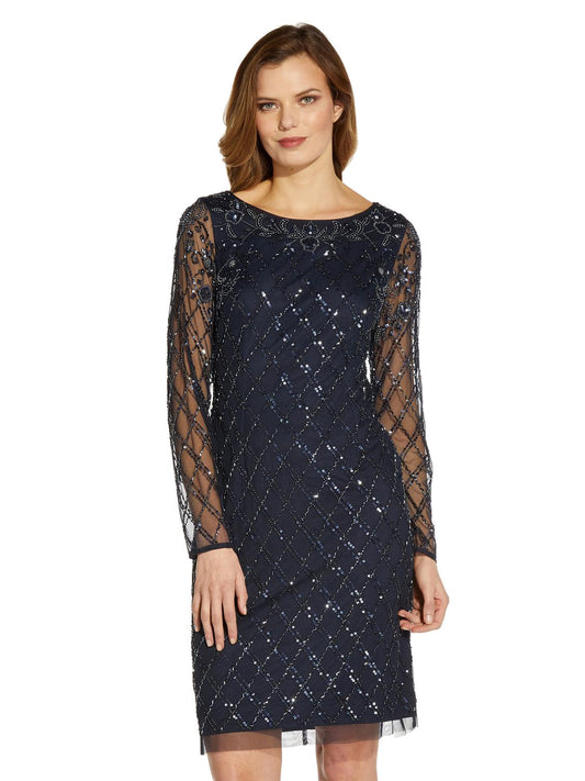 فستان رسمي قصير من Adrianna Papell AP1E208344 Midnight 8 تخفيضات