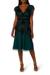 Cocktail Dresses Short Beaded Velvet Cocktail Midi Dress Gem Green