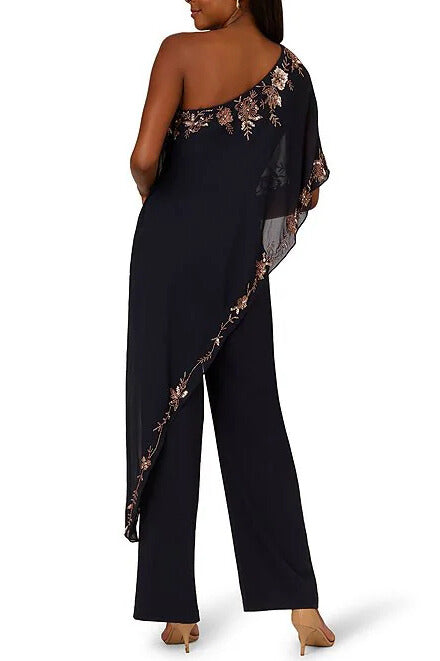 Jumpsuit Long Formal Beaded Jumpsuit  Navy Rose Gold