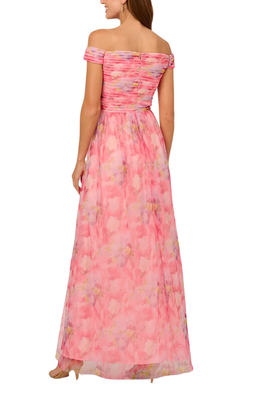 Prom Dresses Long Formal A Line Floral Printed Prom Dress Pink Multi