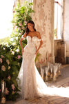 Wedding Dresses Fitted Bridal Gown Lace Long Wedding Dress Ivory/Nude