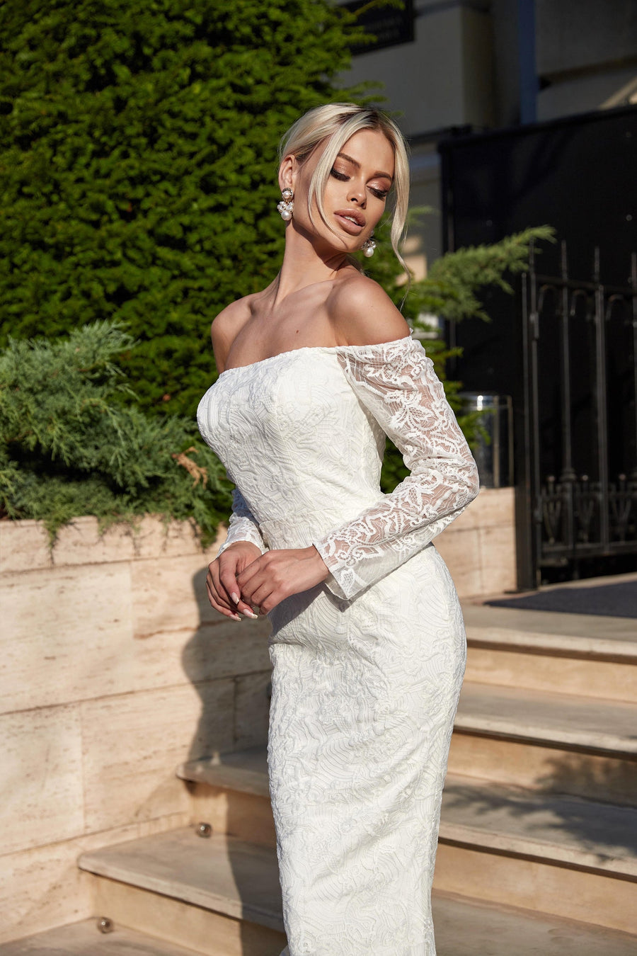 Wedding Dresses Long Lace Wedding Dress White/White