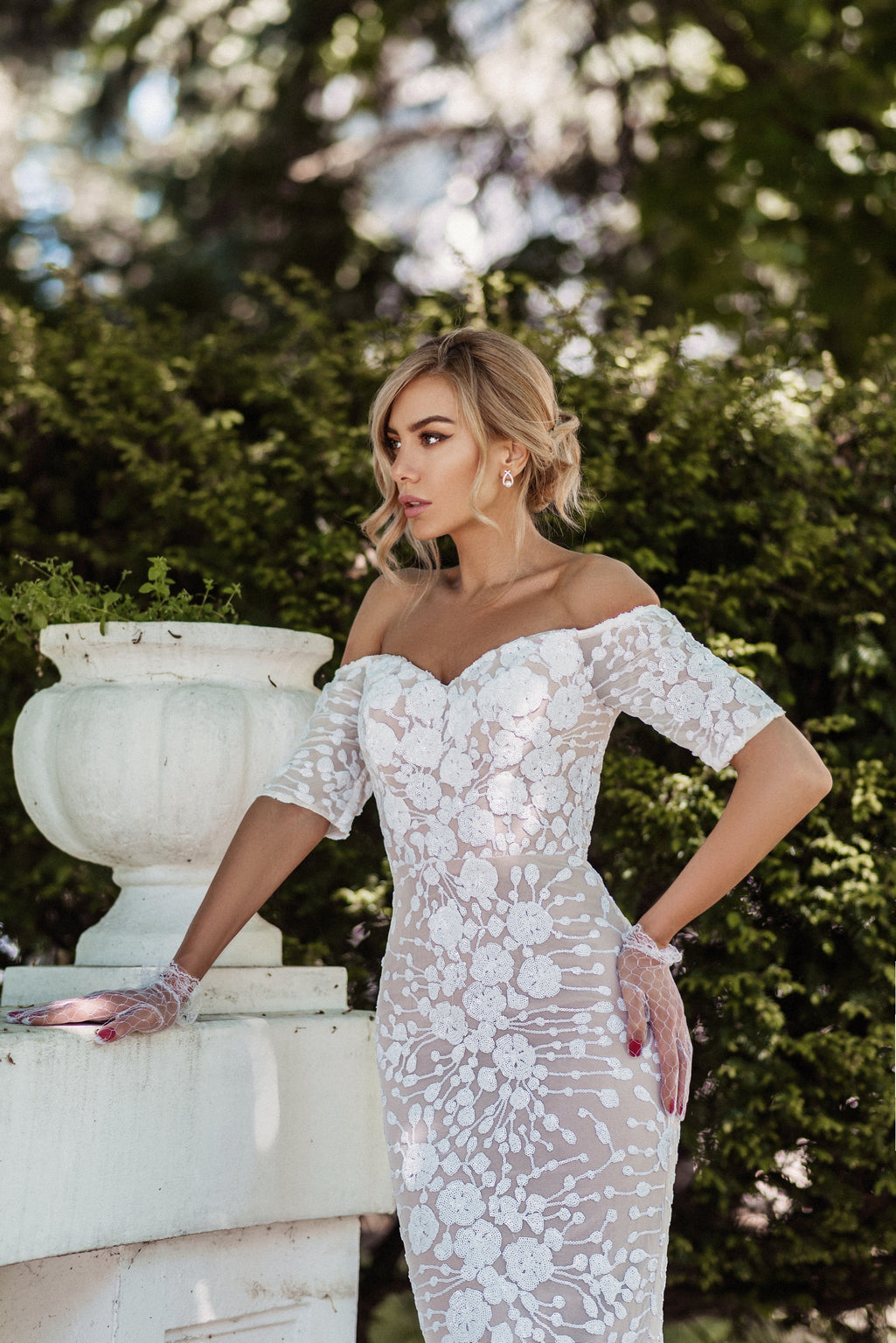 Wedding Dresses Beaded Long Lace Wedding Dress White/Ivory