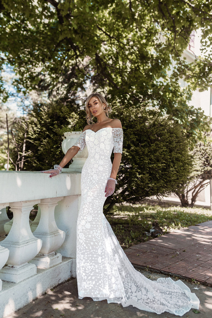 Wedding Dresses Beaded Long Lace Wedding Dress White/White