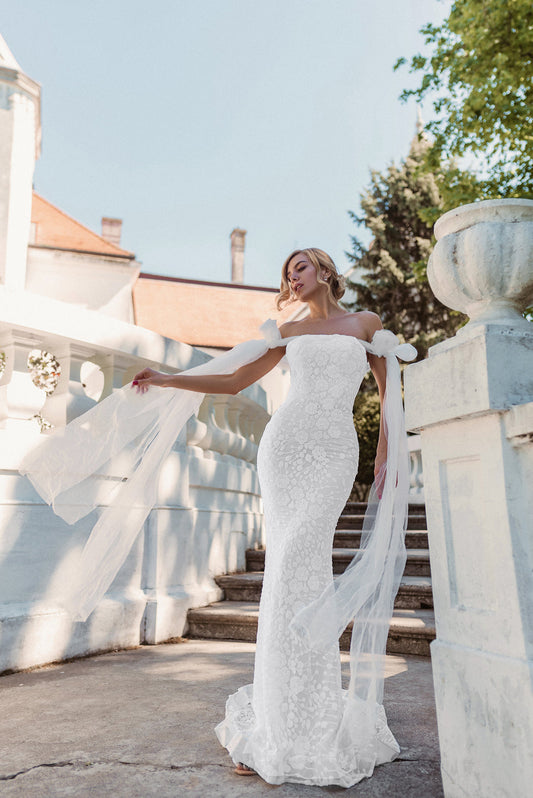 Wedding Dresses Fitted Long Sequin Wedding Dress White/White