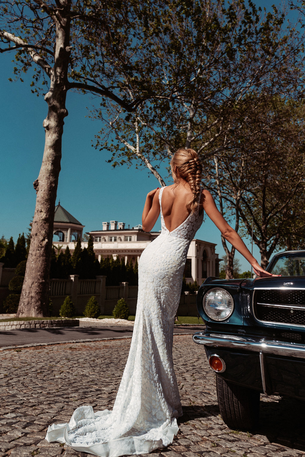 Wedding Dresses Long Fitted Floral Lace Wedding Dress White/White