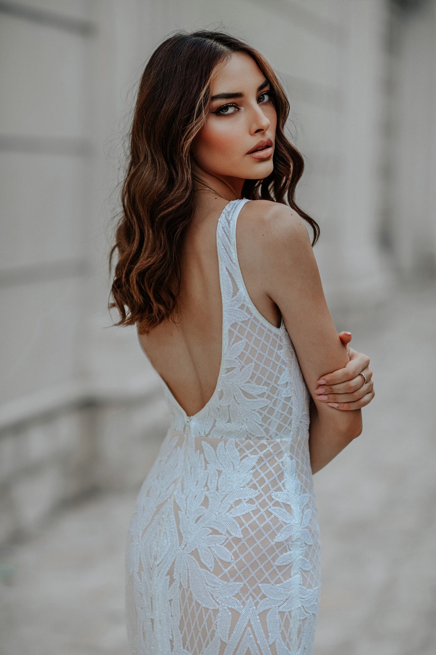 Wedding Dresses Fitted Long Lace Wedding Dress White/Ivory