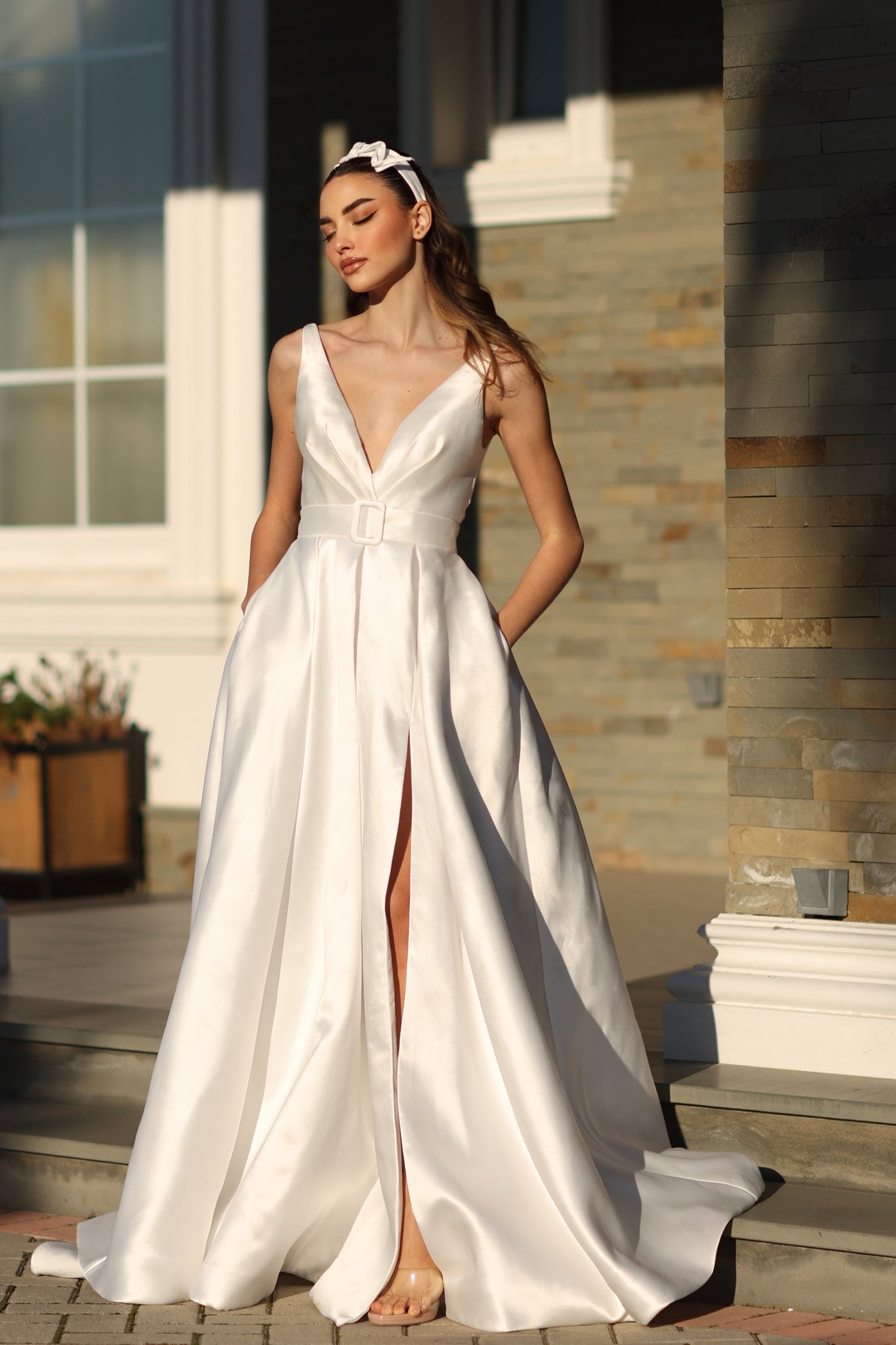 Wedding Dresses A Line Long Wedding Dress Off White