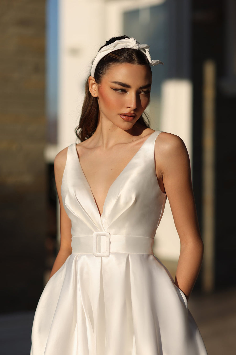 Wedding Dresses A Line Long Wedding Dress Off White